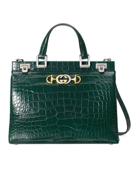 crocodile leather zumi bag gucci|Gucci Zumi Crocodile Medium Top Handle Bag in Green .